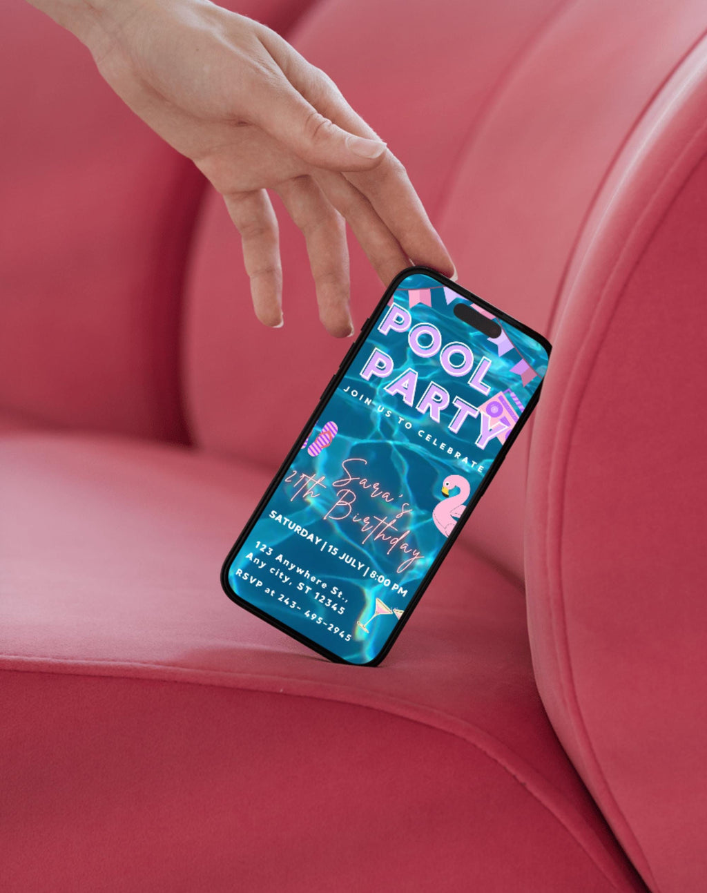 Pastel Neon Pool Party Birthday Invitation (E-vite)