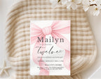 Pink Bow Blush Ribbon Birthday Invitation
