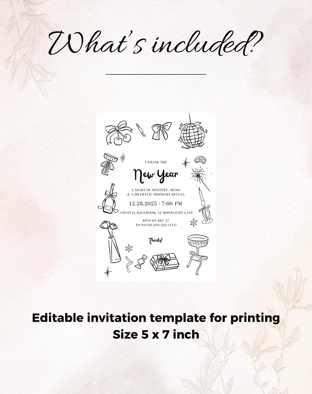 Black & White New Year’s Eve Invitation