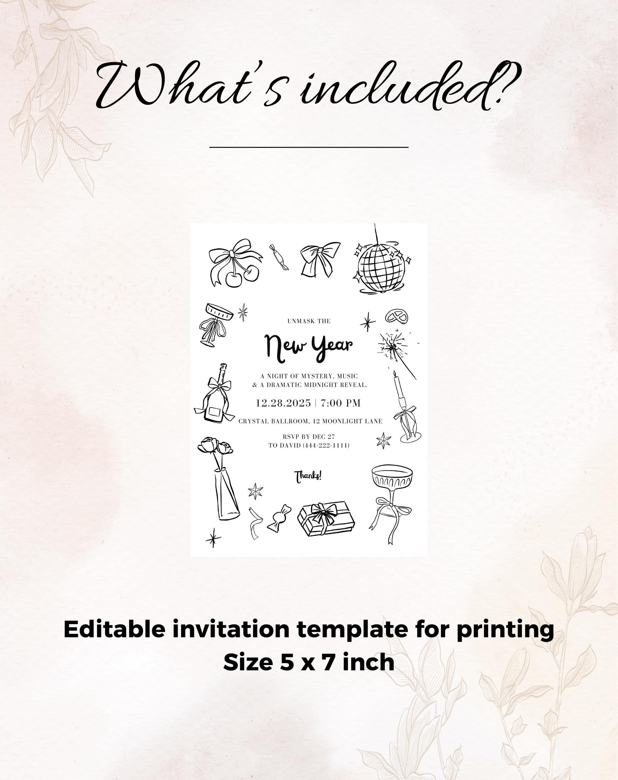 Black & White New Year’s Eve Invitation