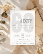 60th Black and White Birthday Invitation