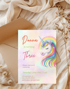 Unicorn Rainbow Pastel Birthday Invitation