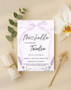 Lavender Bow Birthday Party Invitation