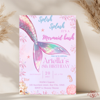 8th Mermaid Pastel Under the Sea Birthday Invitation - main design preview