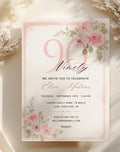 90th Birthday Invitation Pink Floral Elegant Invitation - main design preview