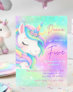 Unicorn Sparkle Rainbow Birthday Invitation