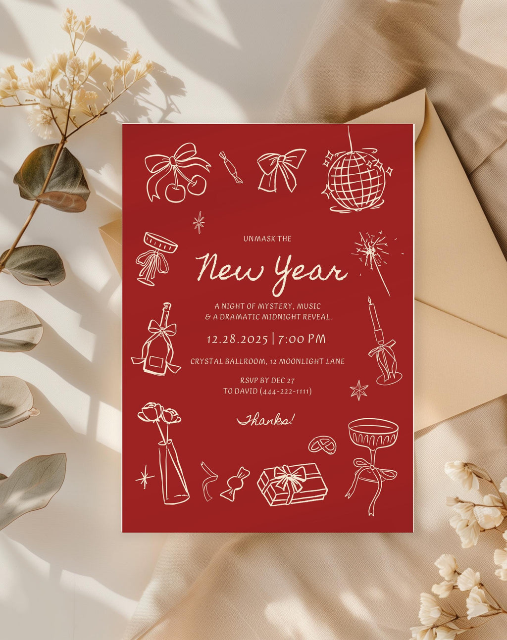 Red New Year’s Eve Invitation