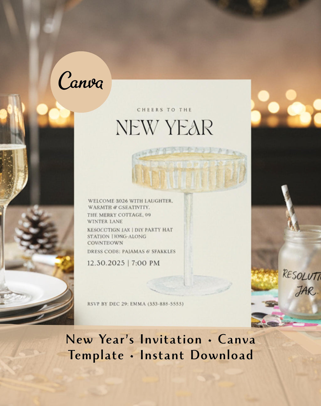 Champagne New Year Invitation
