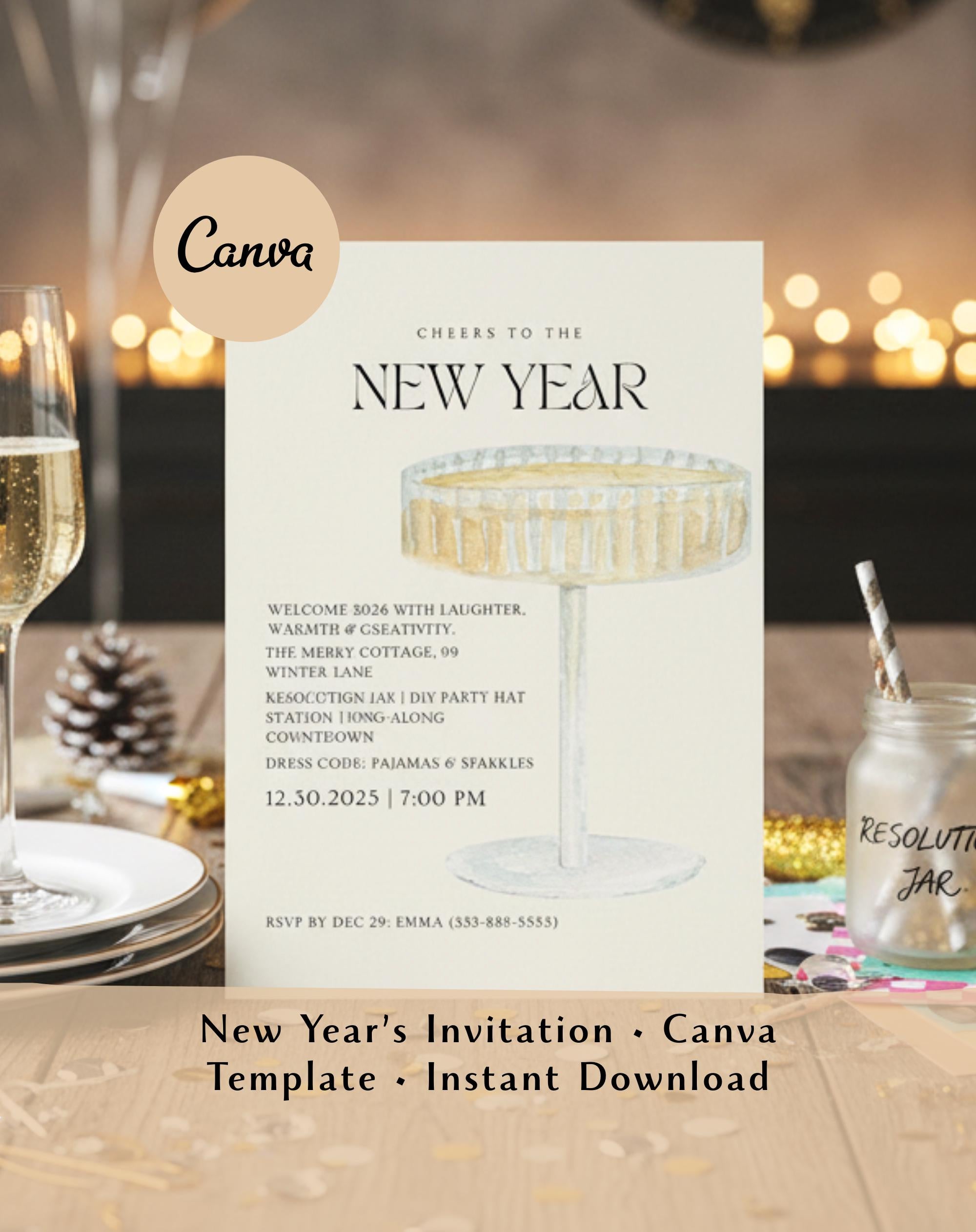 Champagne New Year Invitation