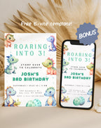 Dinosaur Colorful Pastel Birthday Invitation