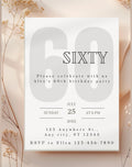 60th Black and White Birthday Invitation