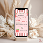 First Birthday Invitation Strawberry Theme