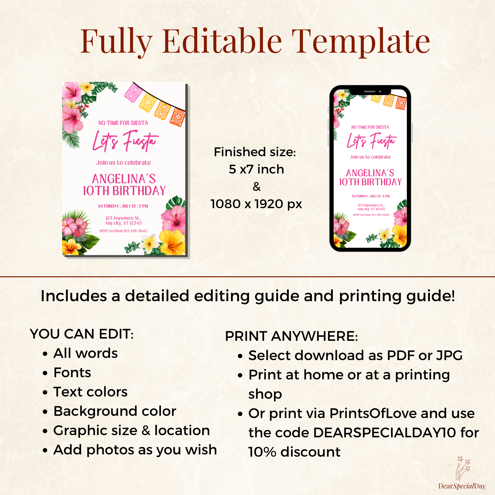Tropical Fiesta Birthday Invitation