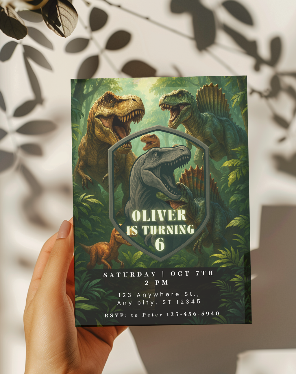 Prehistoric Dinosaur Birthday Invitation 6th Birthday