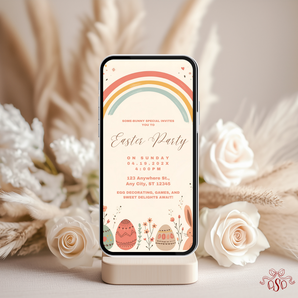 Easter Invitation Pastel Rainbow Party Invite