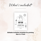 Black & White Cheers New Year Invitation