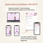 Purple Floral and Butterfly Quinceañera Website Invitation