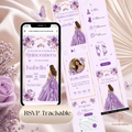 Purple Floral and Butterfly Quinceañera Website Invitation