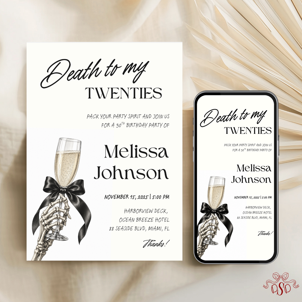 Cheers And RIP To Her Twenties Birthday Invitation