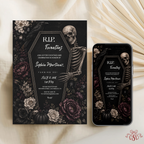 Floral Coffin RIP Twenties Birthday Invitation