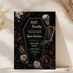 Floral Coffin RIP Twenties Birthday Invitation