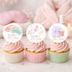 Spa Pajama  Pastel Themed Party Cupcake Toppers