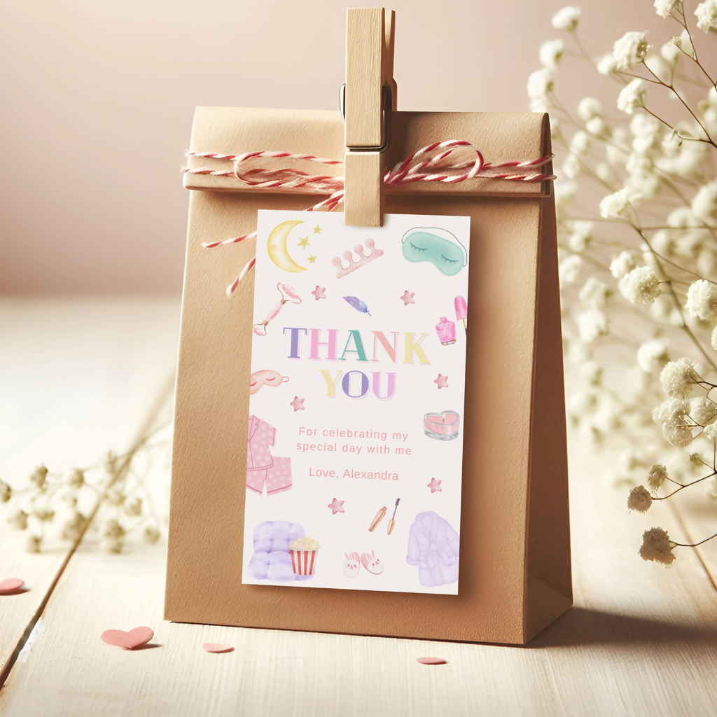 Spa Party Thank You Tags, Set with Photo Card