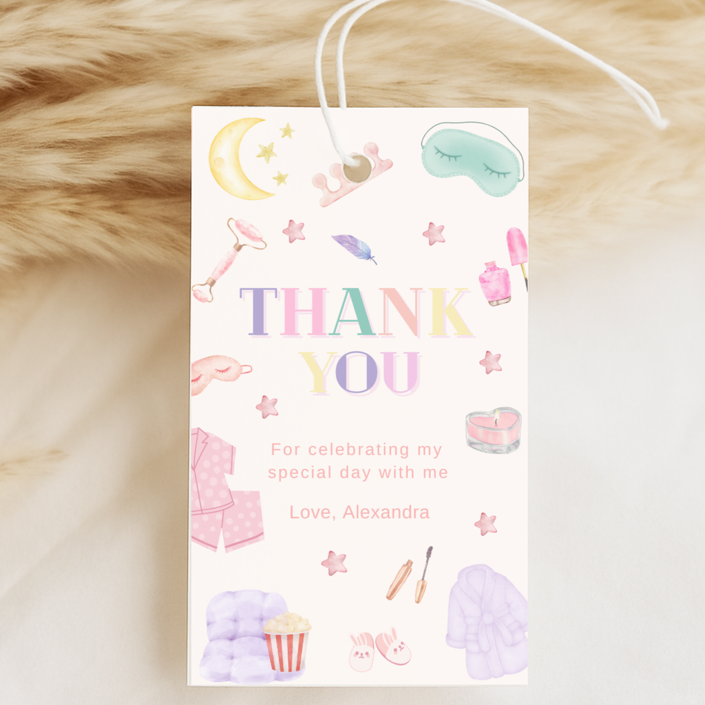 Spa Party Thank You Tags, Set with Photo Card