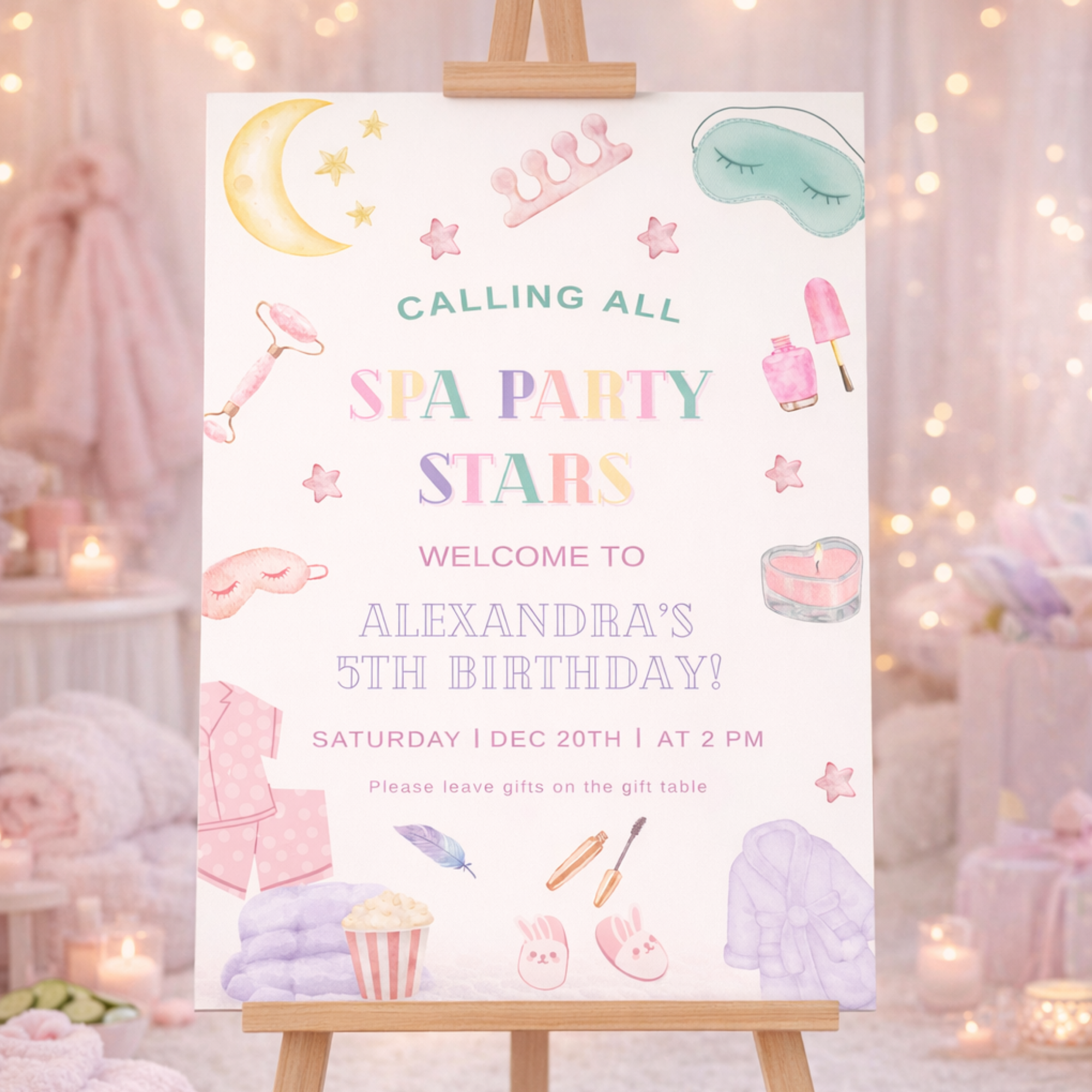 Pastel Spa Party Welcome Sign