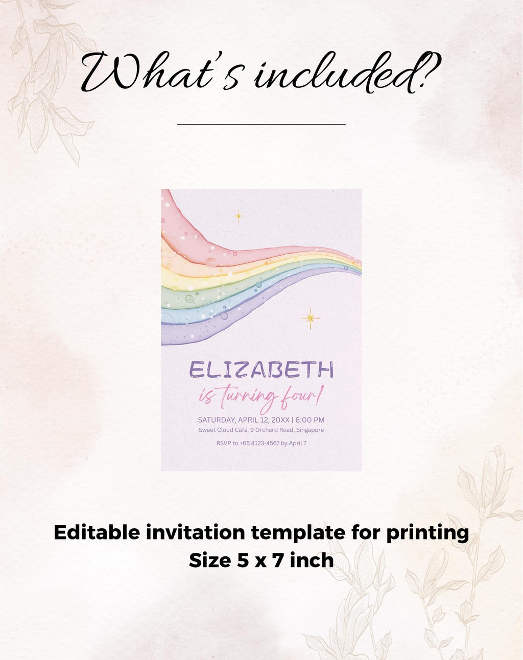 Rainbow Pastel Glitter Birthday Invitation