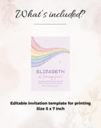 Rainbow Pastel Glitter Birthday Invitation
