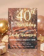 40th Gold Glitter Birthday Invitation