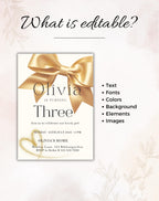 Gold Bow Birthday Invitation