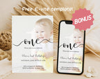 Minimal Photo First Birthday Invitation