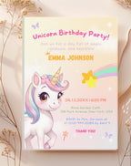 Unicorn Multicolor Birthday Invitation