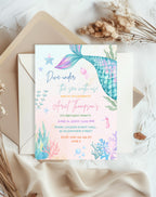 Pastel Mermaid Tail Birthday Invitation
