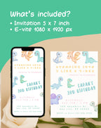 Pastel Dinosaur Birthday Invitation