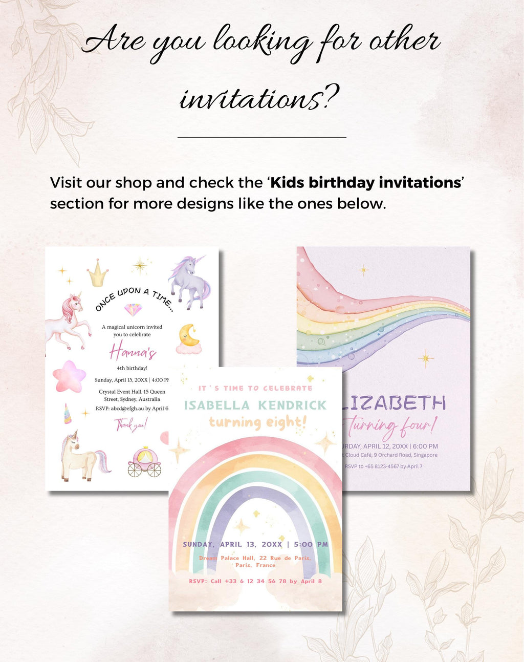 Unicorn Rainbow Birthday Invitation