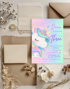 Unicorn Pastel Sparkle Birthday Invitation