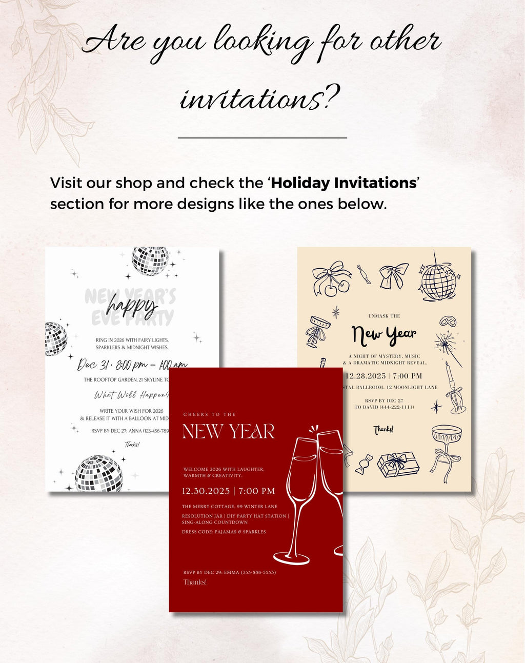 New Year’s Eve Orange Champagne Invitation