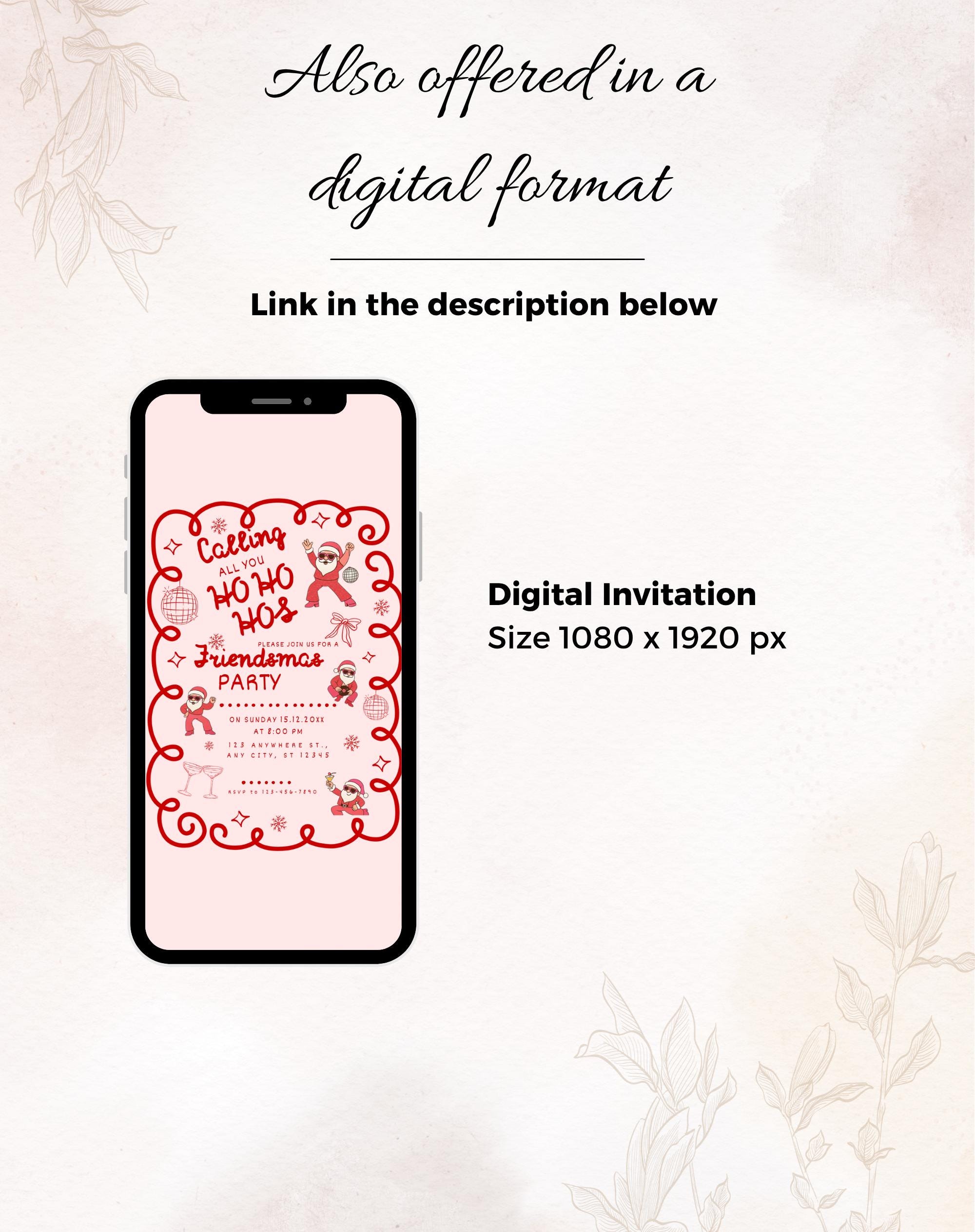 Christmas Pink/Red Retro Friendsmas Party Invitation