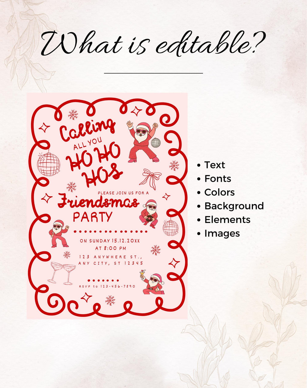 Christmas Pink/Red Retro Friendsmas Party Invitation
