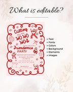 Christmas Pink/Red Retro Friendsmas Party Invitation