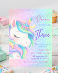Unicorn Pastel Sparkle Birthday Invitation