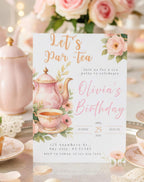 Watercolor Floral Tea Party Birthday Invitation