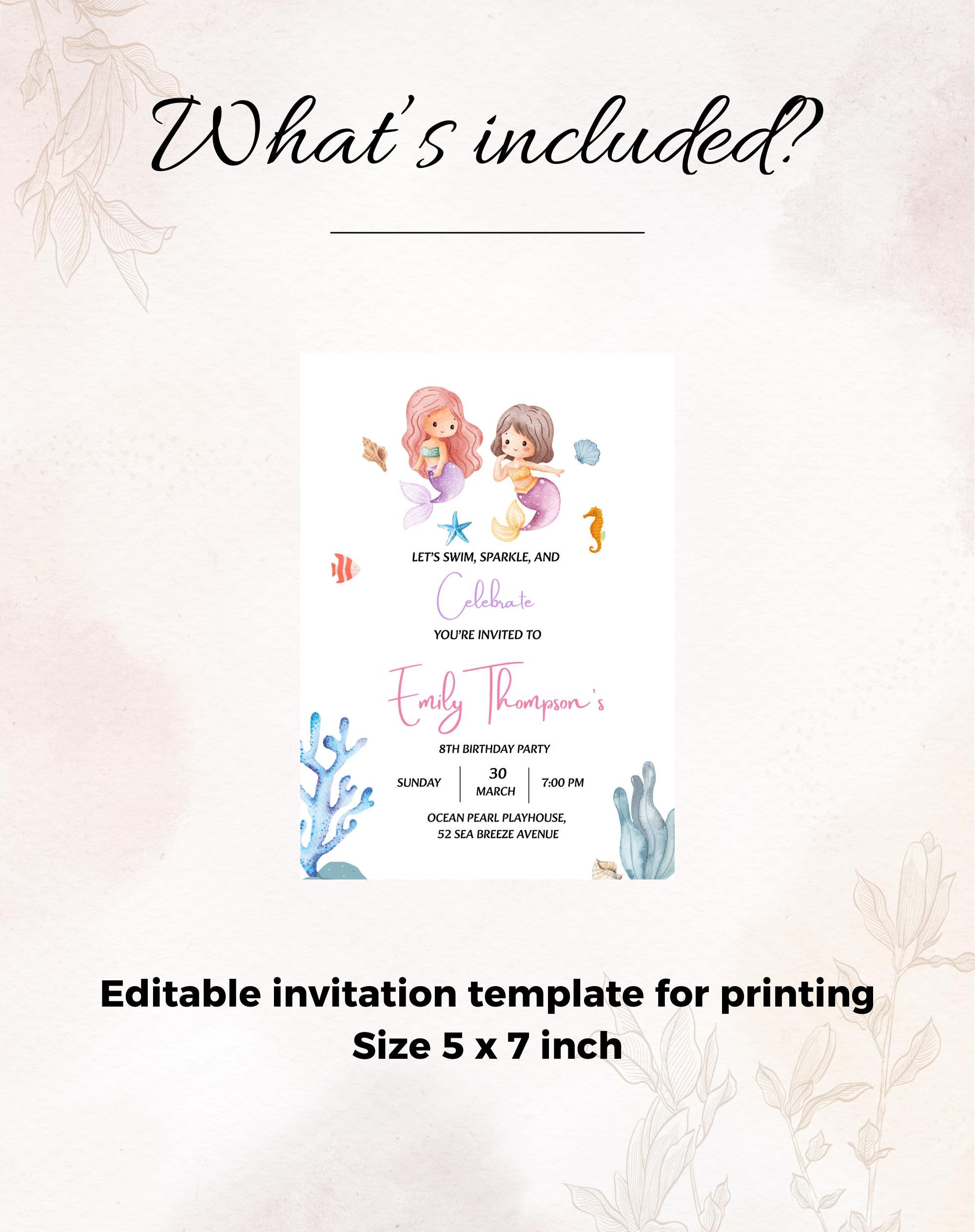 Mermaid Under the Sea Birthday Invitation