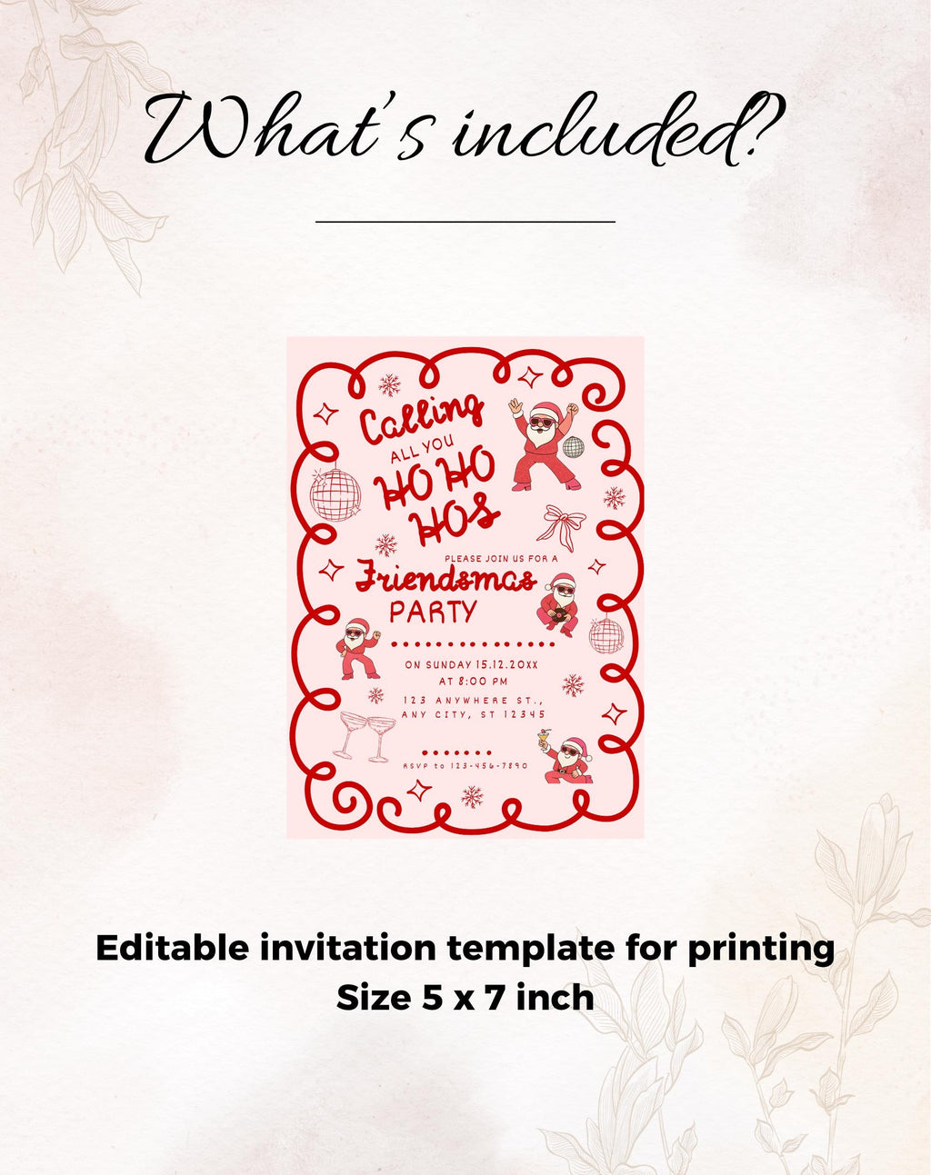 Christmas Pink/Red Retro Friendsmas Party Invitation
