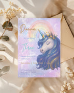 Pastel Rainbow Unicorn Birthday Invitation