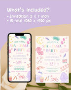 Pastel Spa Pajama Sleepover Party Invitation