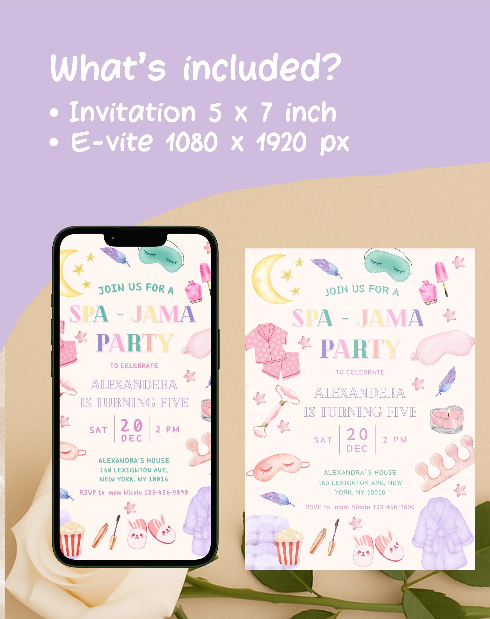 Pastel Spa Pajama Sleepover Party Invitation